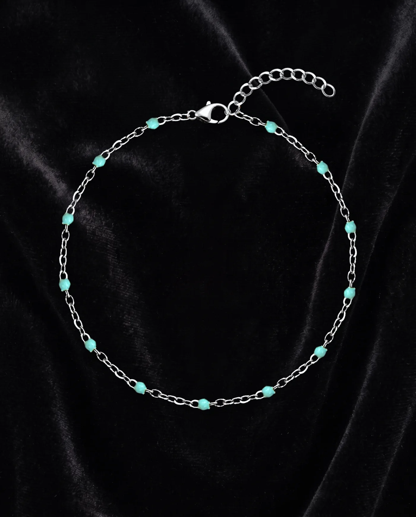 Pulsera Dominó Plata Celeste