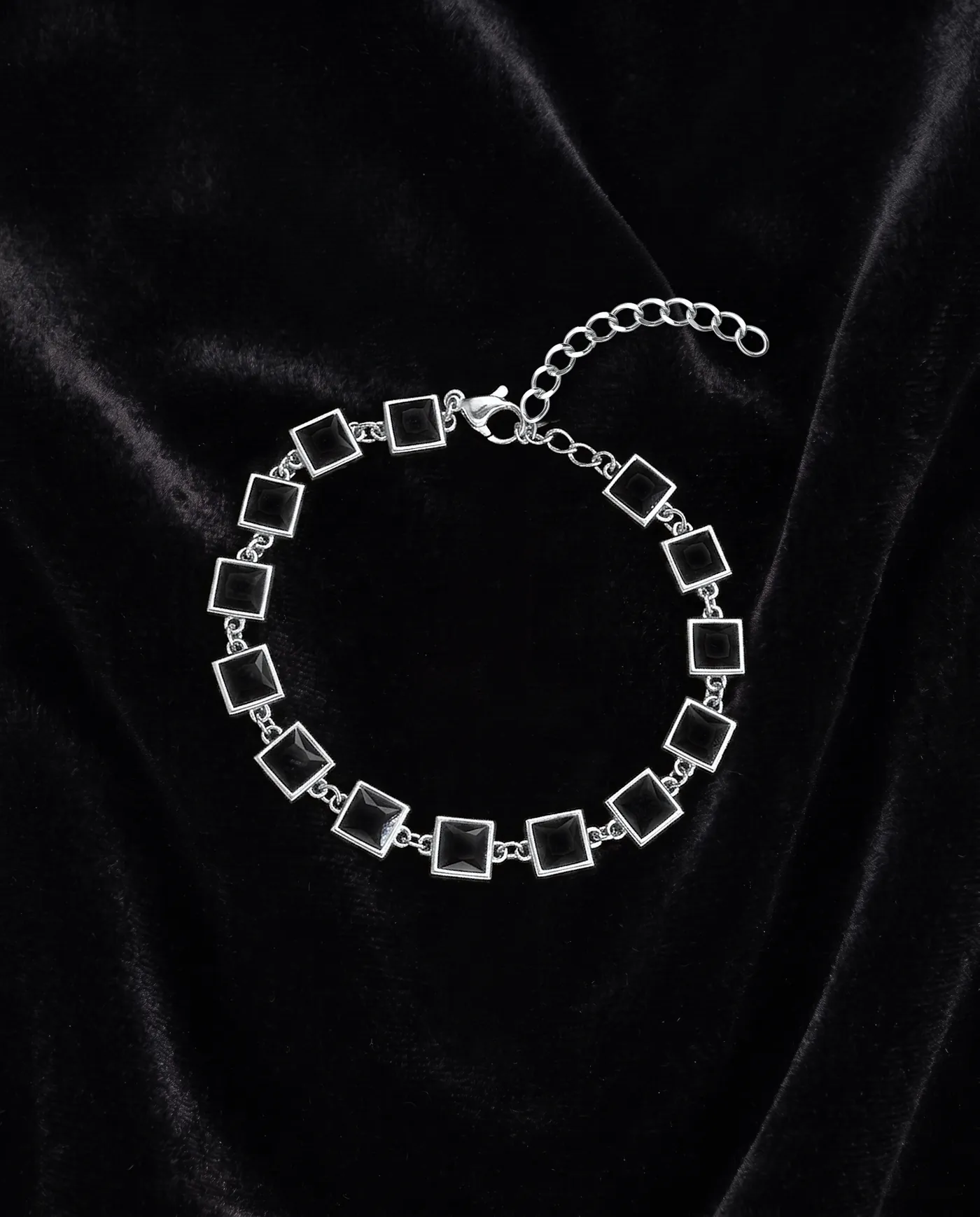 Pulsera Tesela Plata Negro